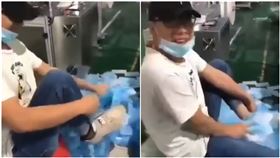 中國「口罩擦鞋」影片曝光（圖／翻攝自William Barr推特）