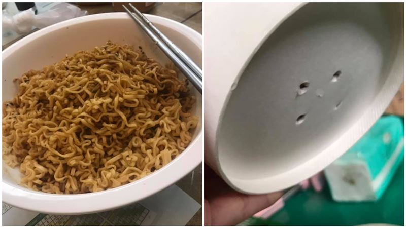 弟吃泡麵「碗底戳洞瀝水」　姐看傻眼