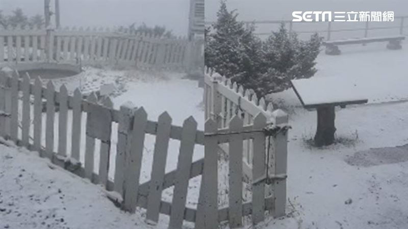 玉山北峰飄4月雪　冷又濕持續下雪中