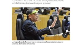 阿根廷一非營利組織製作塑膠面罩捐給醫護人員防疫，卻遭轉手提供給議員。（圖取自號角報網頁clarin.com）