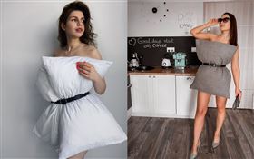 #quarantinepillowchallenge（枕頭裙挑戰）。（圖／翻攝自IG）