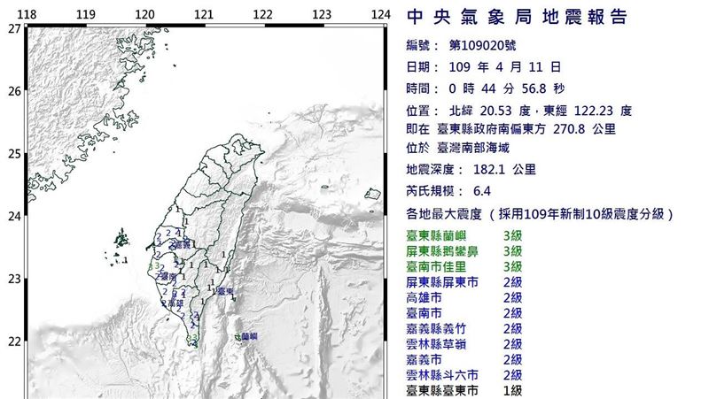 台灣南部海域6.4地震　當地人嚇醒