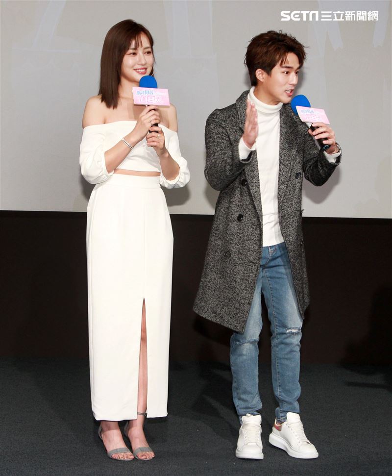 「限時同居侯八天」男女主角李博翔、梁以辰。（記者邱榮吉/攝影）
