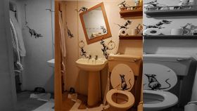 英國塗鴉藝術家班克西的作品主要出現在街頭，但隔離命令讓他不能上街，只好把念頭動到自家廁所。（圖取自班克西IG網頁instagram.com/banksy）