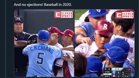 推特上美國記者熱烈討論富邦桃猿衝突。（圖／翻攝自推特）