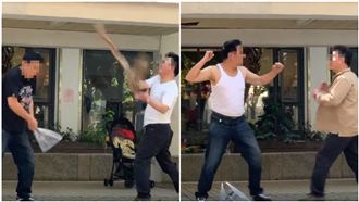 保持社交距離？2阿伯打架狂揮空氣拳