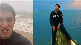 金瀚在玩滑浪風帆時突遇狂風暴雨。（圖／翻攝自金瀚微博）