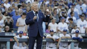 ▲道奇92歲傳奇播報員史卡利（Vin Scully）。（圖／美聯社／達志影像）