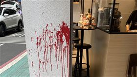 林榮基台北遭潑紅漆前香港銅鑼灣書店店長林榮基25日將在台北重開書店，不料他21日上午在中山區吃早餐時，突然遭到不明人士潑紅漆，警方獲報後已展開調查。圖為林榮基遭潑漆現場，紅漆痕跡相當明顯。中央社記者黃麗芸攝　109年4月21日