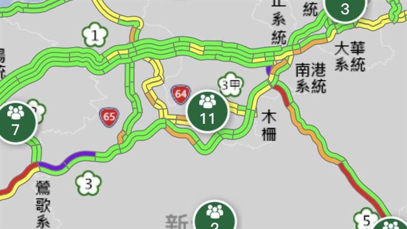 車速僅10公里　國3這兩路段紫爆