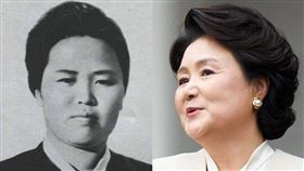 日媒將北韓國母金正淑（左）的照片誤植為同名的南韓總統文在寅夫人金正淑（右）。（圖／中央社）