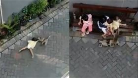 印尼泗水，表演猴子綁架女童。（圖／翻攝自推特）