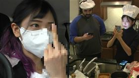  企鵝妹比中指駁斥訂婚說 怒譙PTT，台灣假新聞。（圖／翻攝自PTT）