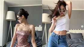 超人氣女團BLACKPINK的成員JENNIE拍攝9套穿搭。（圖／翻攝自IG）