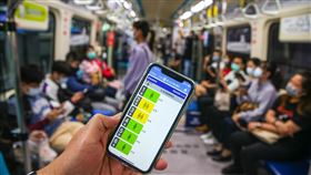 車廂擁擠度告知功能  板南線試辦（1）台北捷運公司7日舉辦「車廂擁擠度即時告知功能」發布記者會，透過「台北捷運GO」App，旅客可以掌握板南線進站列車內的人潮狀況。中央社記者謝佳璋攝  109年5月7日