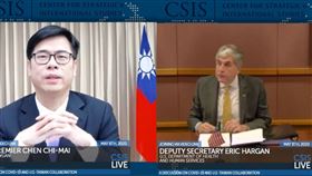 與美國衛生副部長視訊對談…陳其邁：台灣應成世衛成員（組合圖／翻攝CSIS YouTube）