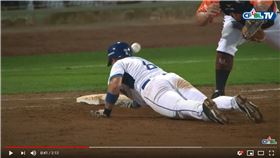▲富邦悍將外野手張正偉撲回一壘被K到頭。（圖／翻攝自CPBLTV）