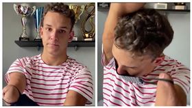 ▲法國最年輕殘障奧運游泳選手席昂柯瑞(Théo Curin)示範如何正確戴口罩。（圖／翻攝自Paris 2024官方推特）