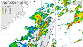 雷達回波圖。台北５／１２降雨。（圖／翻攝自中央氣象局）