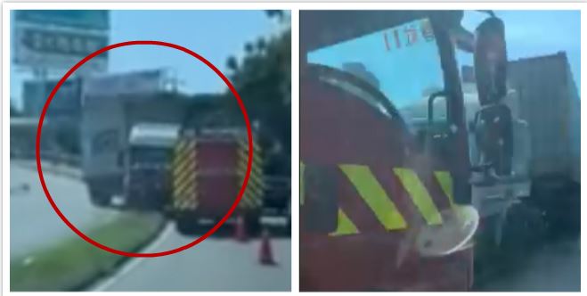 長下坡煞不住！曳引車煞車壞駕駛跳車