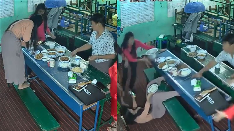 影／女踩椅拍食物…下秒悲劇　網笑翻