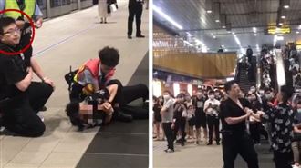 她毆打男保全被壓制　3分鐘畫面流出