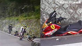 苗栗台3線重機失控自摔／翻攝畫面