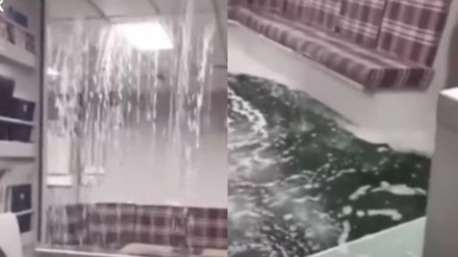千億英國航母漏水　船艙淹成游泳池