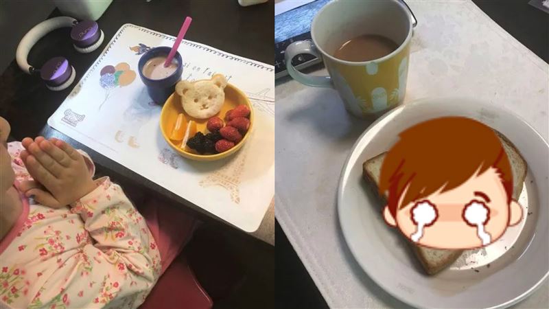 人妻曬女兒和老公早餐　萬人笑噴