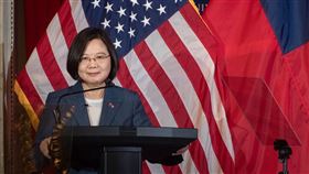 蔡英文出席哥倫比亞大學座談、美國、台灣、中華民國、國旗（圖／總統府提供）