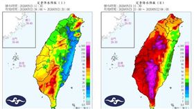 快訊／雨彈「最強時刻」開始！5縣市警戒　中南部紫紅一片...防豪雨強灌(圖/翻攝自氣象局)