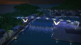 南方澳新橋設計　夜間靛藍光雕如鯖魚