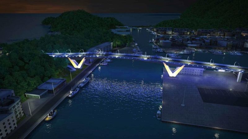 設計大魚入港　夜間靛藍光雕如鯖魚