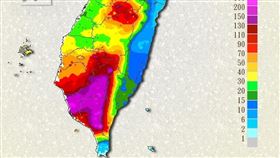 今天降雨最劇烈的地方是南部地區。（圖／翻攝自氣象局網站）