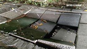 梅雨鋒面炸南台！高雄人行道地磚不堪雨擊　竟整排塌陷