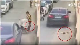 完全沒發現！粗心媽帶3寶出門…1個「掉在路上」慘遭車輾（圖／翻攝自秒拍）