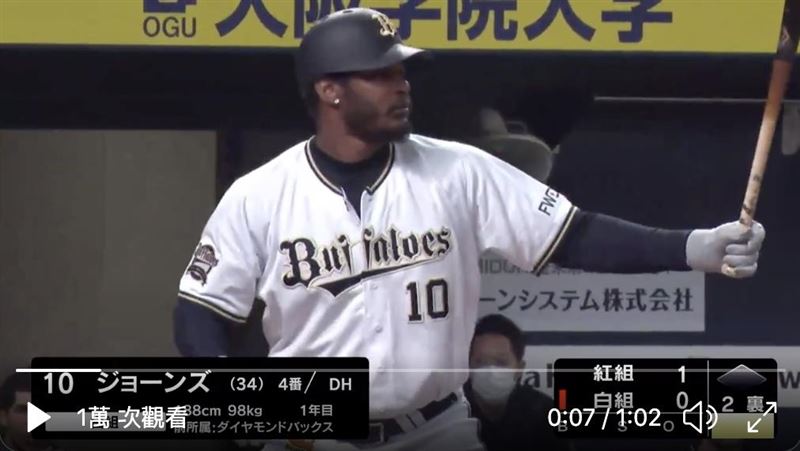 日職／瓊斯太猛　棒打隊友敲二壘安打