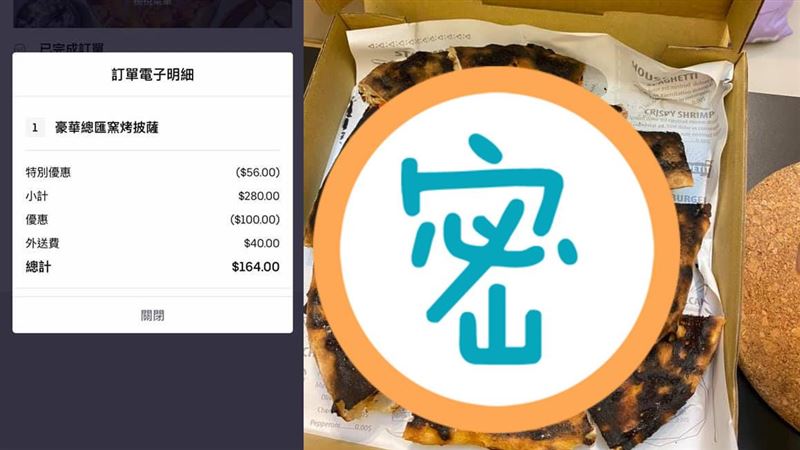 首次叫外送　他竟收到「燒炭比薩」