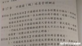 ▲中華職棒規章外國球員管理辦法。（圖／記者蕭保祥攝影）