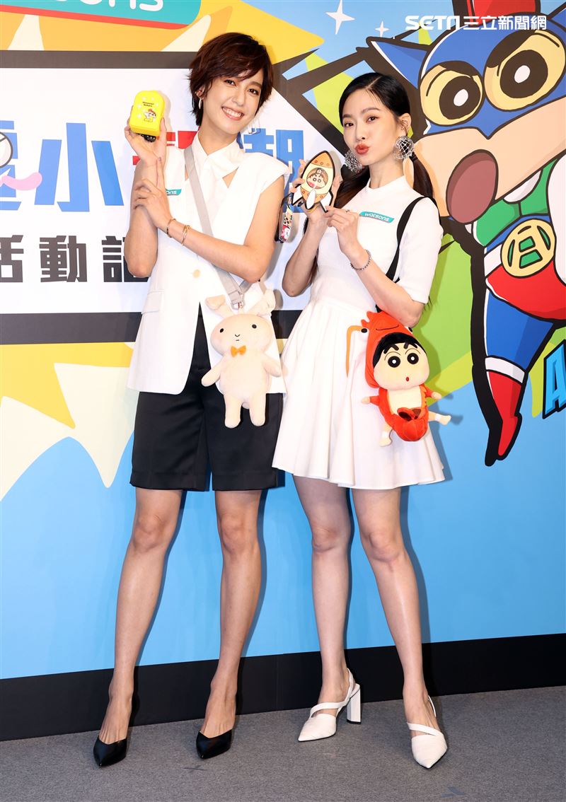 曾之喬與陳庭妮出席「屈臣氏蠟筆小新集點活動記者會」。（記者邱榮吉/攝影）