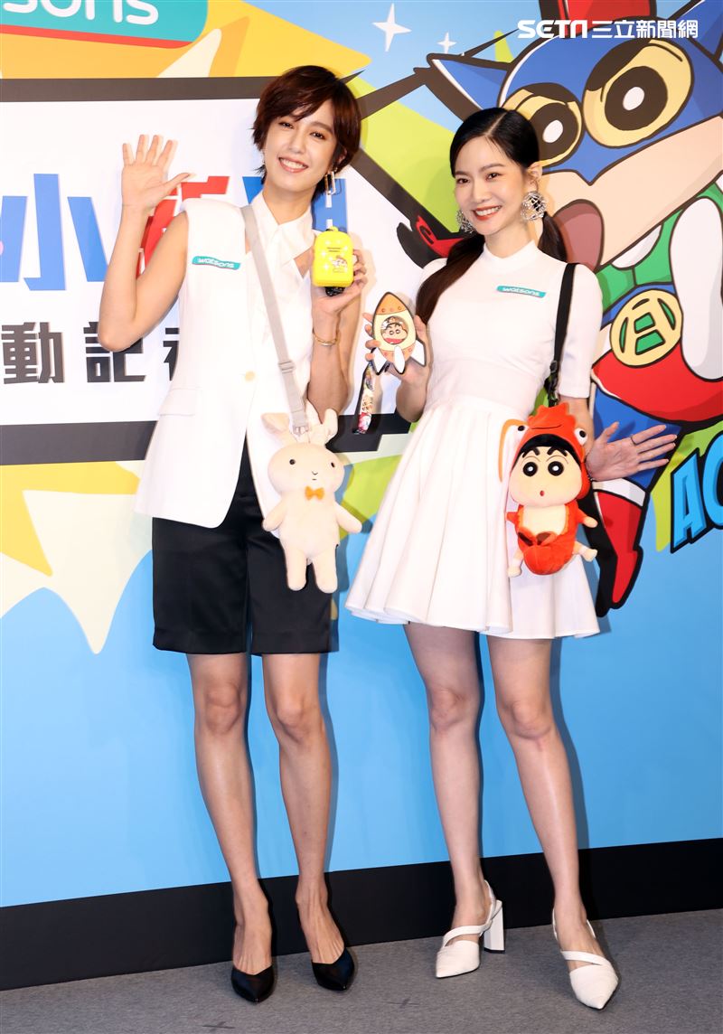 曾之喬與陳庭妮出席「屈臣氏蠟筆小新集點活動記者會」。（記者邱榮吉/攝影）
