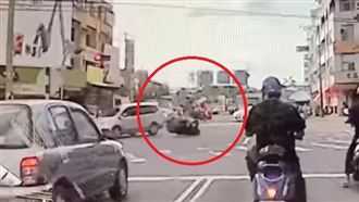 直行遇左轉不讓…機車撞休旅車慘噴飛