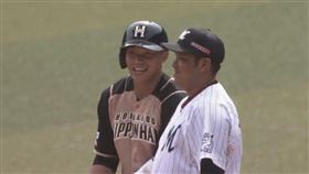 ▲日本職棒火腿對王柏融敲出安打上壘。（圖／翻攝自推特）