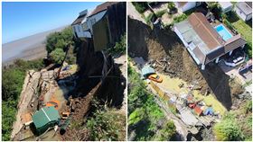 深夜聽到嘎吱聲…房子瞬間垮一半！屋主崩潰：客廳變懸崖（圖／翻攝自Kent Fire and Rescue Service推特）