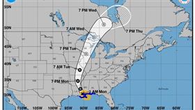熱帶風暴克利斯托博7日在美國路易斯安那州東南部登陸，帶來強風豪雨並面臨破壞性暴潮威脅。（圖／翻攝自twitter.com/NHC_Atlantic）
