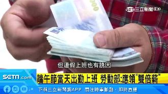 端午節當天上班　勞動部：應領雙倍薪