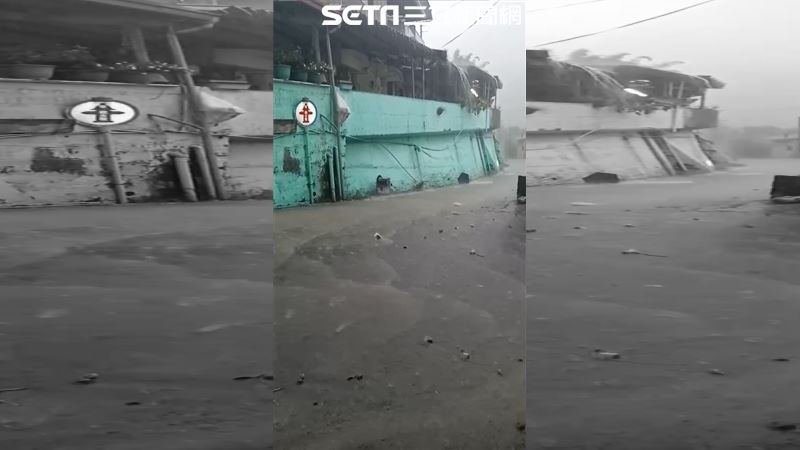 暴雨如強颱襲擊南投　水淹馬路變瀑布