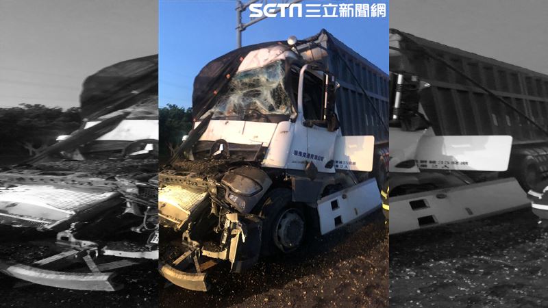 新／苗西濱3車連環撞　砂石駕駛受困