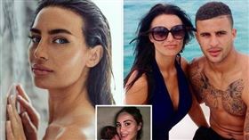 ▲英格蘭國腳沃克和前女友基爾納。（圖／翻攝自推特）