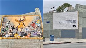 柯比壁畫遭遮引眾怒　HBO急撤廣告
NBA,洛杉磯湖人,Kobe Bryant,壁畫,HBO
翻攝自推特